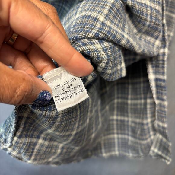 Vintage Anchor Blue Flannel Shirt XXL Plaid Long Sleeve Button Grunge Workwear - Picture 8 of 11